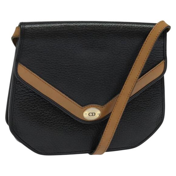 DIOR Shoulder Bag Leather Black Gold - Picture 1 of 12